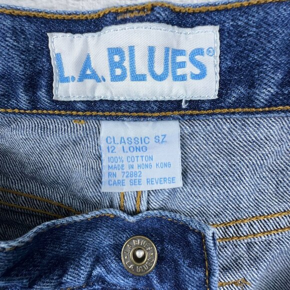 L.A. Blues Tapered Leg Jeans Classic 100% Cotton Women's Blue Size 12 Long - Picture 5 of 10